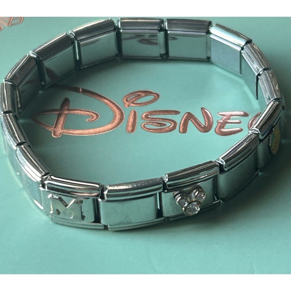 Disney Jewelry - Disney Brand Stainless Steel Stretch Bracelet W/Mickey & Tinker Bell Charms